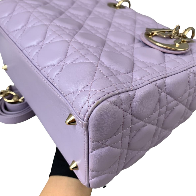 Medium Lady Dior Lambskin Lilac GHW