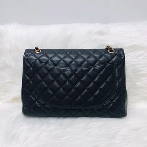 Single Flap Maxi in Black Caviar Leather with GHW