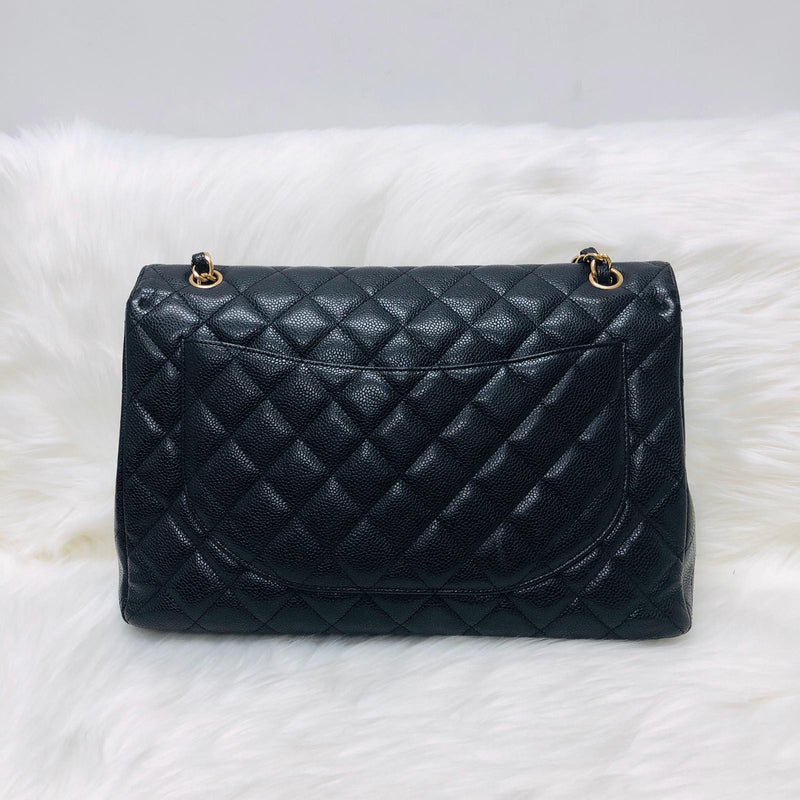 Single Flap Maxi in Black Caviar Leather with GHW