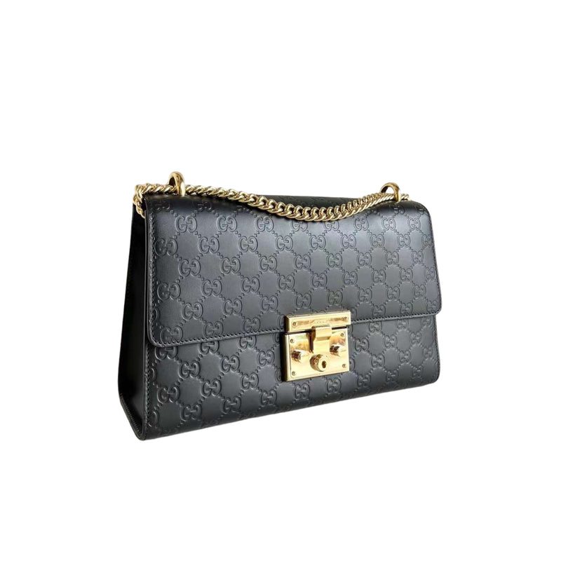 Padlock GG Embossed Medium Black GHW