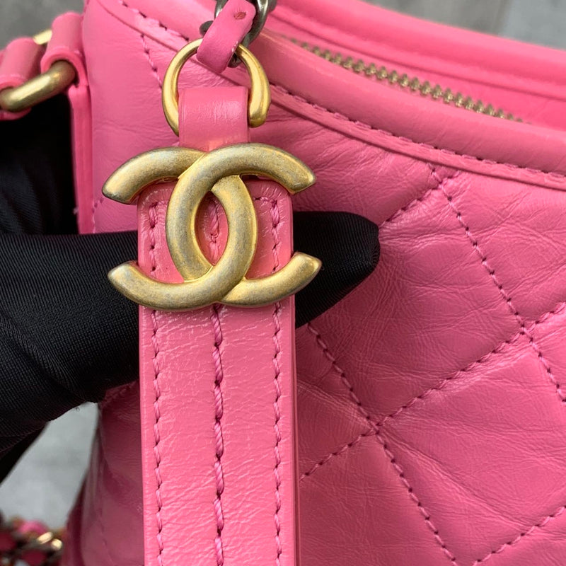 Chanel Gabrielle 19P small hobo bag quilted pink calfskin