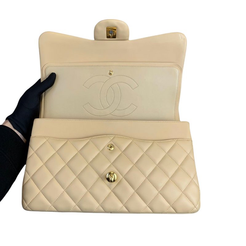 Classic Double Flap Jumbo Lambskin Beige GHW
