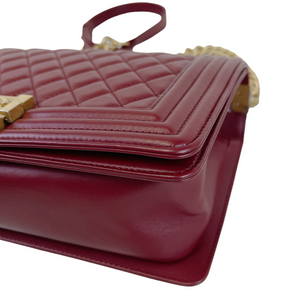 Quilted Old Medium Boy Calfskin Dark Red GHW