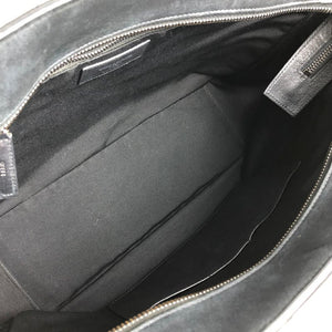 Sheepskin Matelasse Chevron Large Monogram Shopping Bag Black