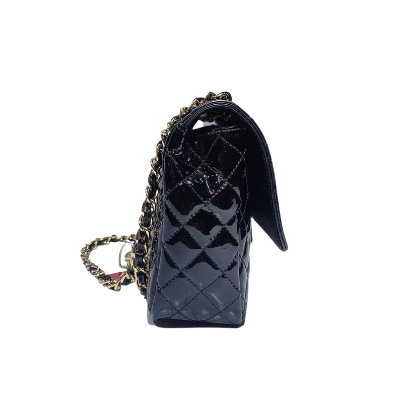 Medium Cruise Charm Single Flap Patent Black