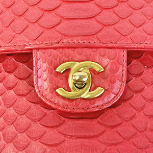 Classic Flap Medium Bag Python Red GHW