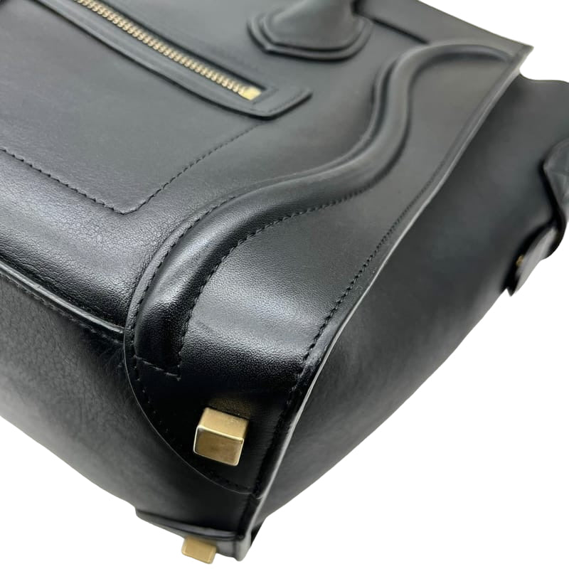 Micro Luggage Tote Smooth Leather Black SHW