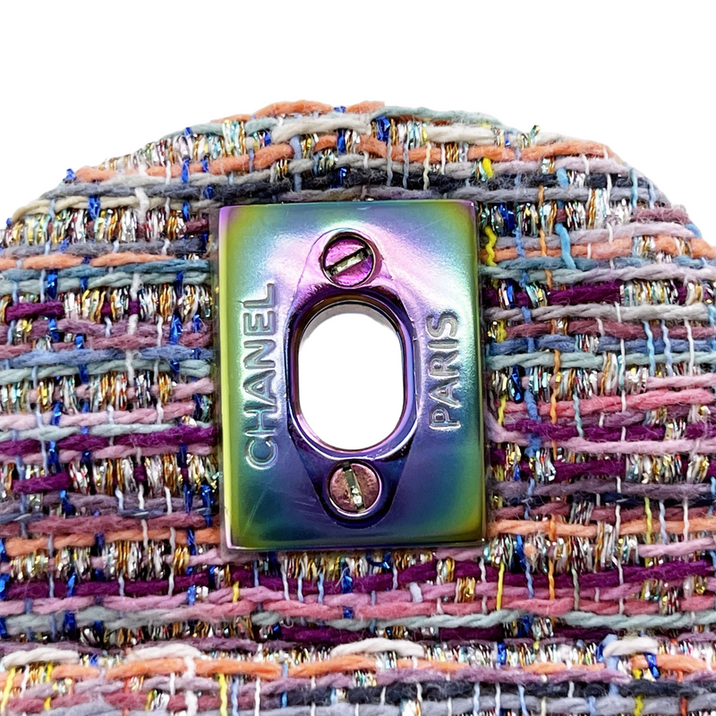 Mini Rectangle Flap Tweed Purple Rainbow Hardware