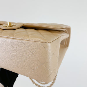 Double Flap Jumbo Caviar Beige GHW