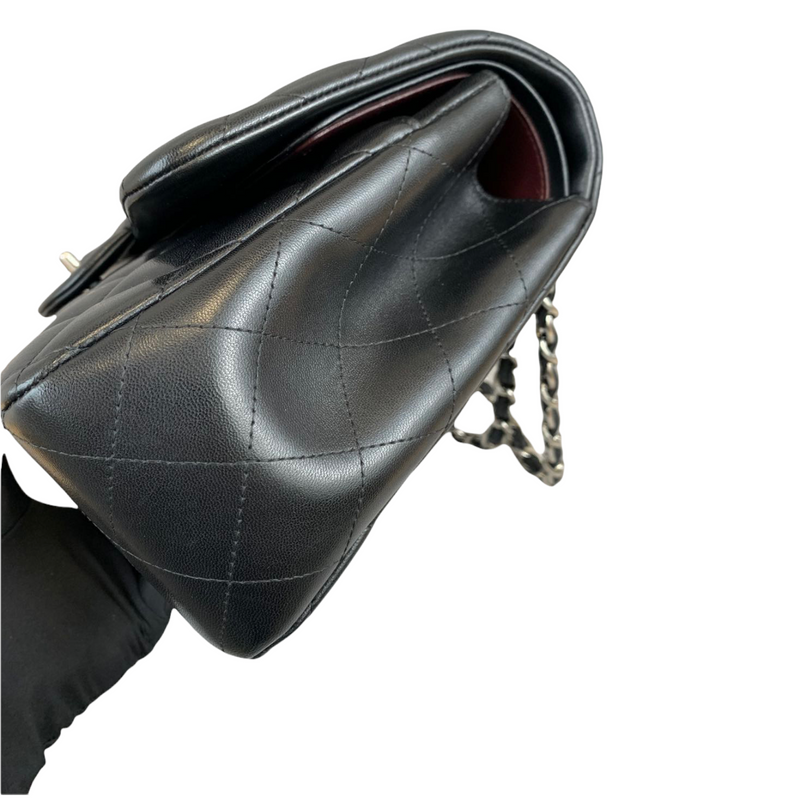 Jumbo Double Flap in Black Lambskin with SHW