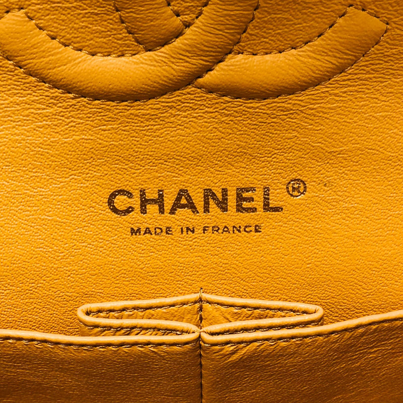 Classic Flap M/L Yellow Lambskin with GHW
