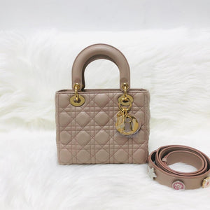 My Lady Dior Lucky Badges Cannage Lambskin Small Bag in Beige with GHW