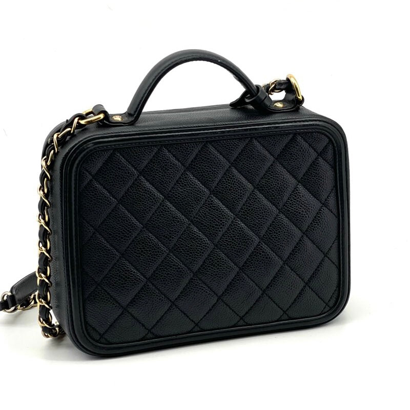 Medium CC Filigree Caviar Vanity Black GHW