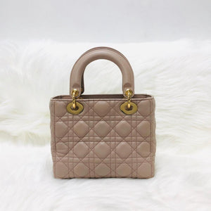 My Lady Dior Lucky Badges Cannage Lambskin Small Bag in Beige with GHW