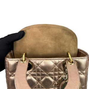 Cannage Lambskin Small Lady Dior Rose Gold GJW