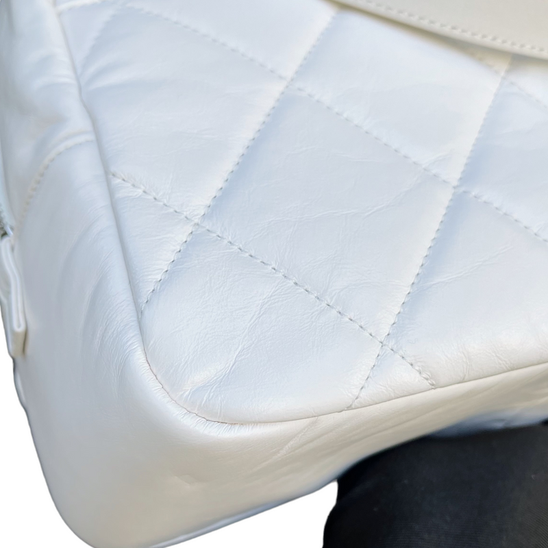 Aged Calfskin Quilted Express Bowling White SHW