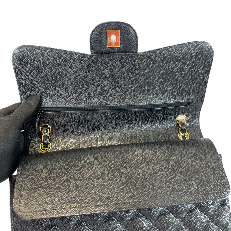Jumbo Classic Double Flap Caviar Black GHW