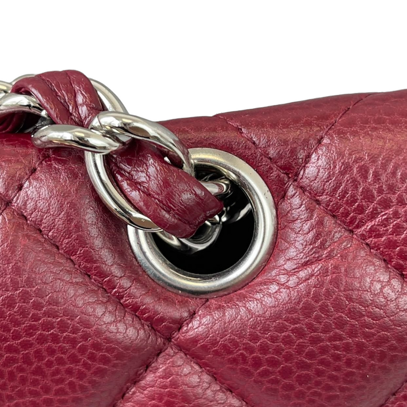 Single Flap Maxi Caviar Maroon SHW