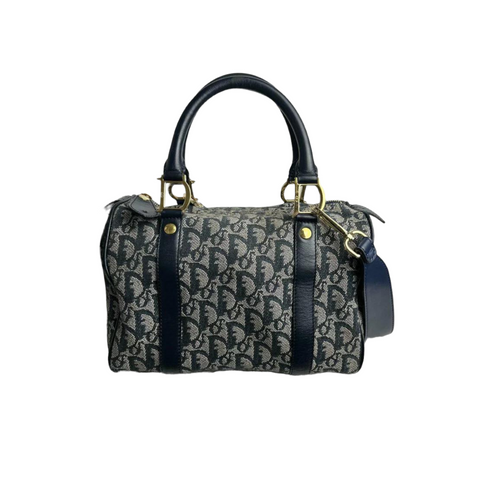 Christian Dior Oblique Boston Bag Canvas Dark Blue GHW – Bag Religion