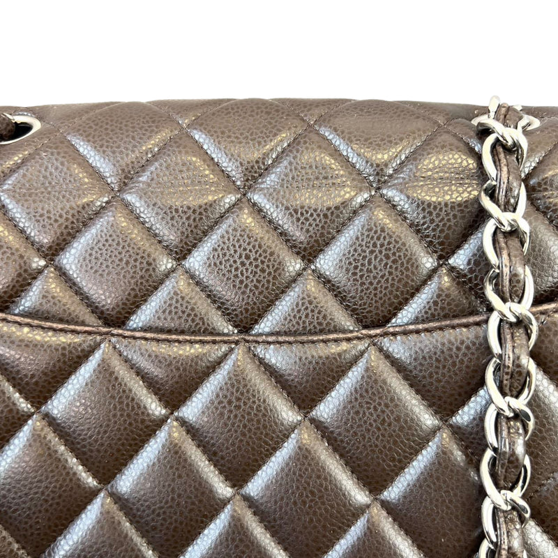 Chanel Double Flap Diamond Quilted Jumbo Metallic Bronze in Lambskin with  Silver-tone - US