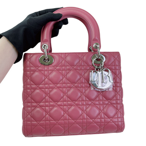 Lady Dior Cannage Lambskin Medium  Pink SHW