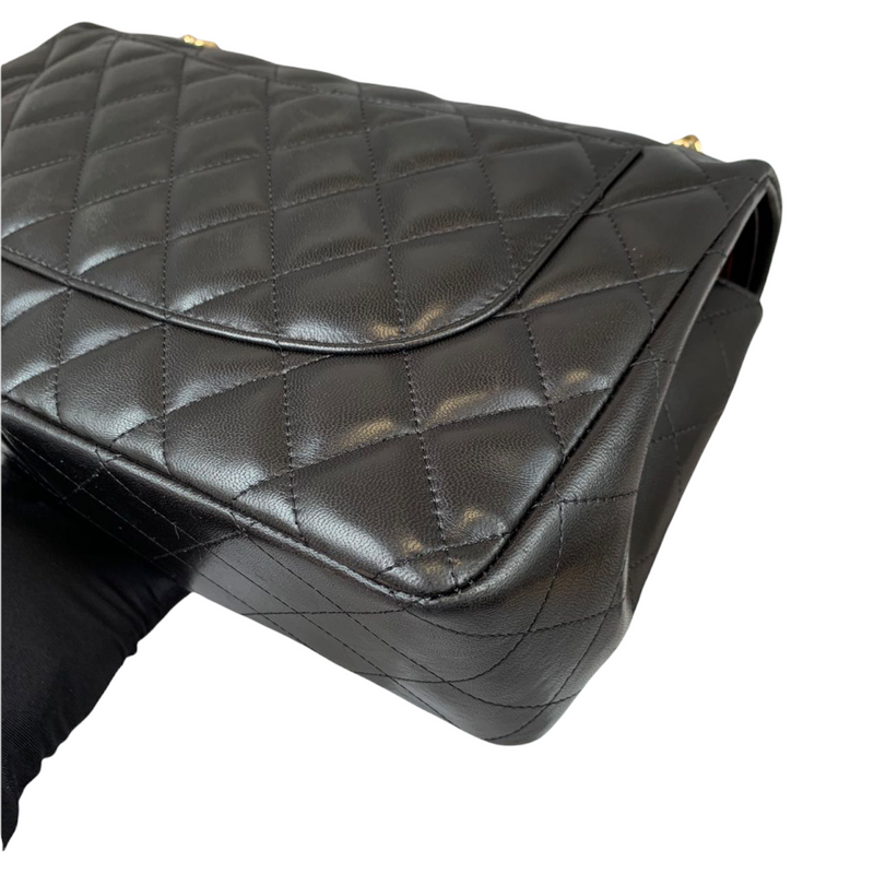 Jumbo Double Flap Lambskin Black GHW