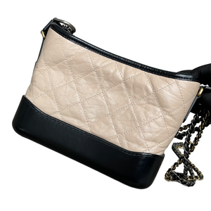 Calfskin Quilted Small Gabrielle Beige Black