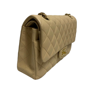 Classic Flap Medium Lambskin Beige GHW