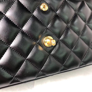 Jumbo Double Flap in Black Lambskin with GHW