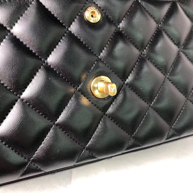 Jumbo Double Flap in Black Lambskin with GHW