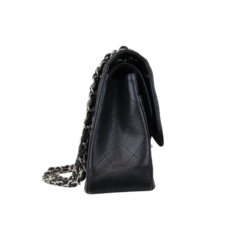 Classic Double Flap Jumbo Black Caviar SHW
