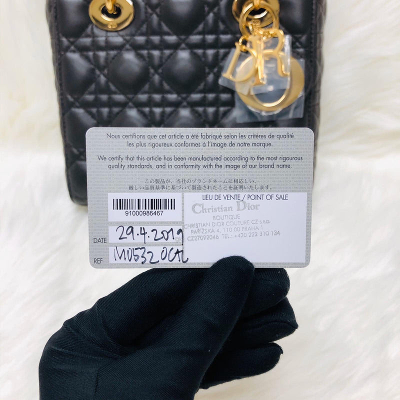 Cannage Lambskin Lucky Badges My Lady Dior Small Dark Grey