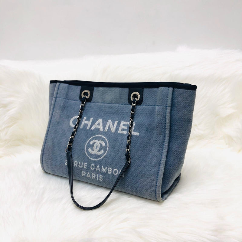 Deauville Large Denim Canvas Tote Bag with SHW