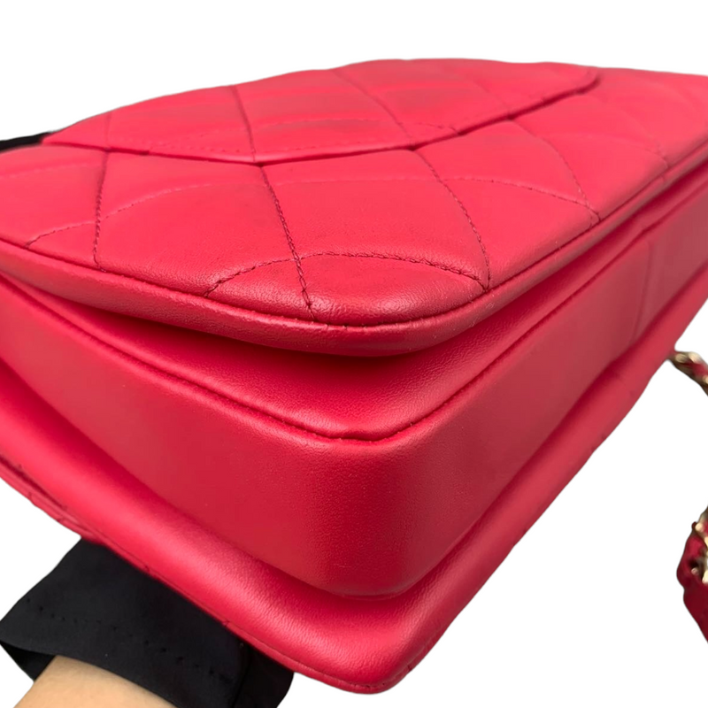 Small Trendy CC Lambskin Red GHW
