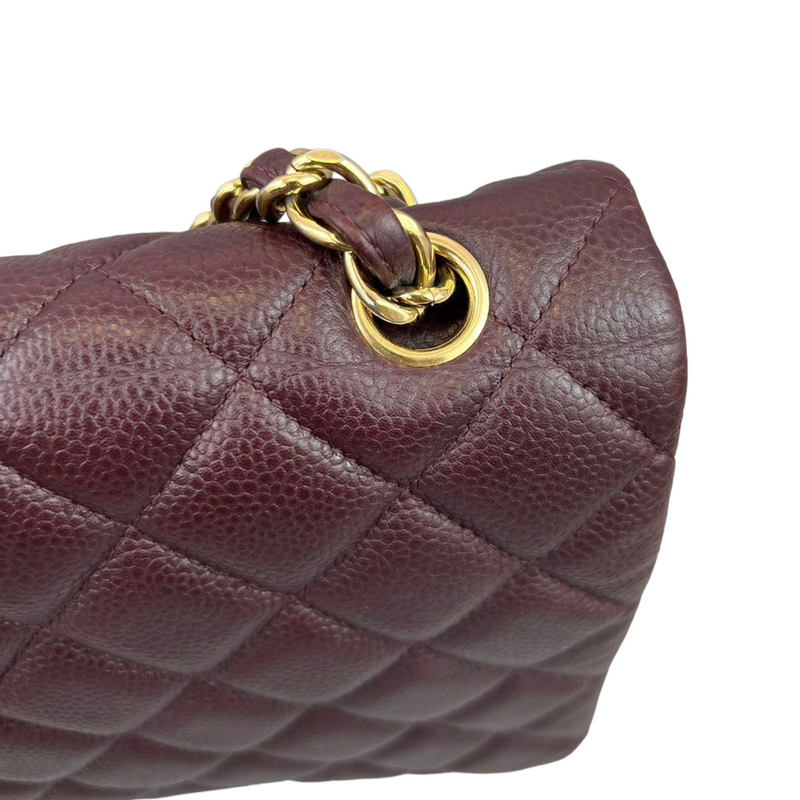 Double Flap Maxi Caviar Burgundy GHW