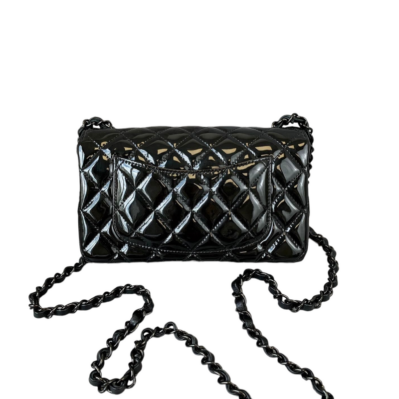 Classic Flap Mini Rectangle Patent Black BHW