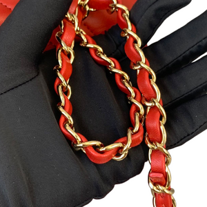 Small Trendy CC Chevron Lambskin Red GHW