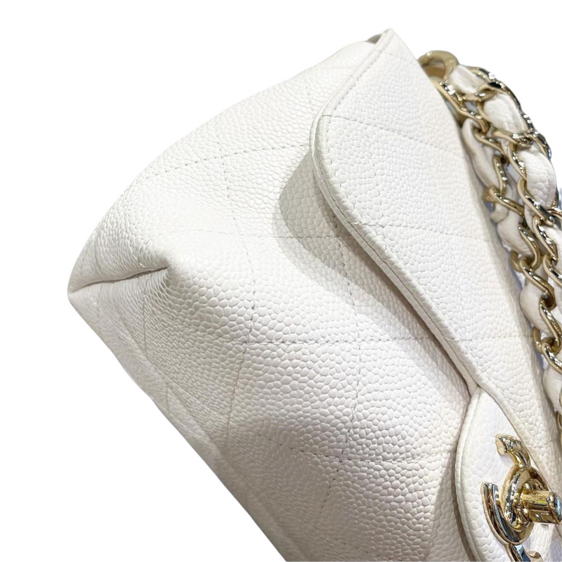 Quilted Caviar Top Chain Mini White GHW