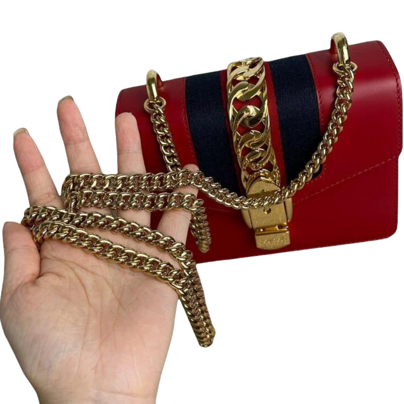 Gucci Sylvie Flap Mini Leather Red GHW Bag Religion