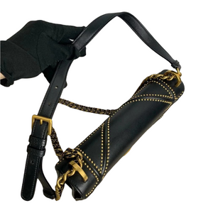 Studded Diorama Bag Medium Leather Black GHW