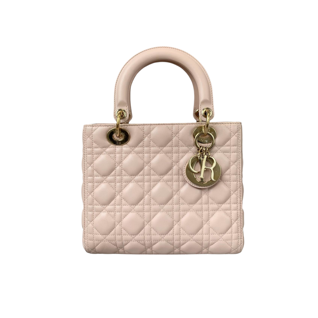 Cannage Lady Dior Medium Lambskin Light Pink GHW