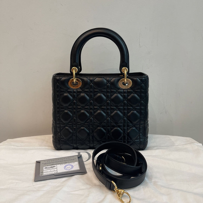 Lady Dior Lambskin Medium Black GHW