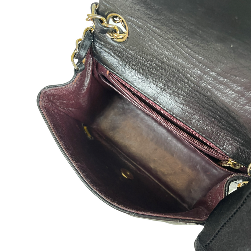 Square Mini Flap Lambskin Black GHW