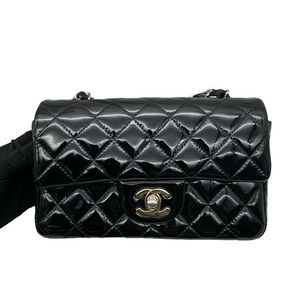 Mini Rectangle Flap Black Patent SHW