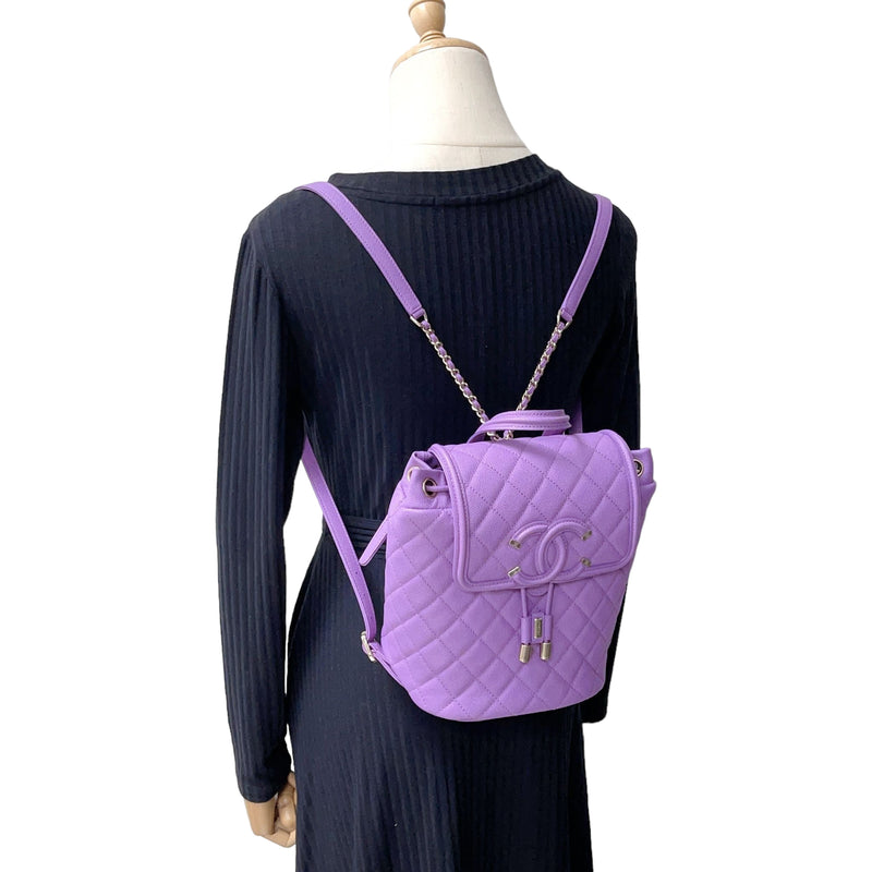 Filigree Backpack Caviar Black Purple GHW