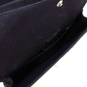 Medium Classic Flap Black Tweed SHW