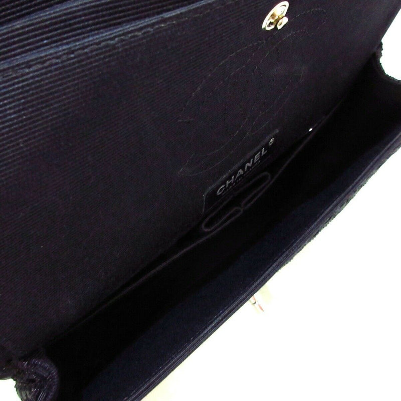 Medium Classic Flap Black Tweed SHW