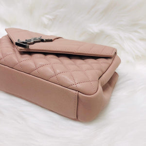 Grain de Poudre Envelope Mixed Matelassé Tri-Quilt Small Monogram Bag in Pink