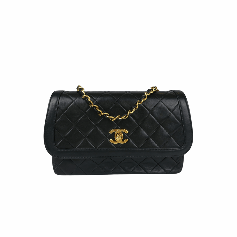 Small Timeless Diana Flap Black Lambskin 24k GHW