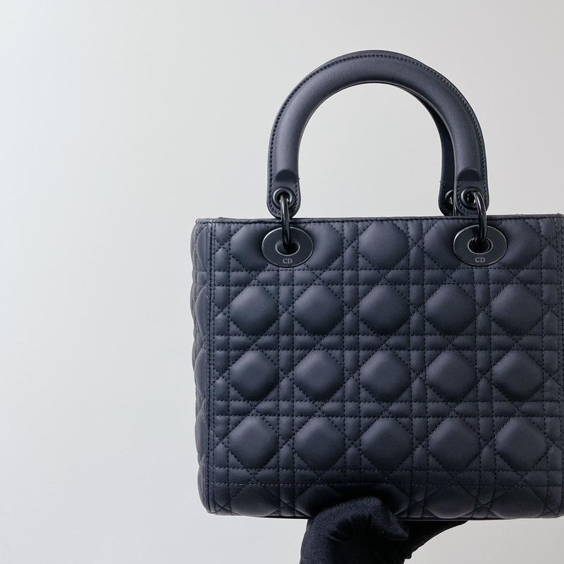 Lady Dior Lambskin Ultramatte Medium Black BHW